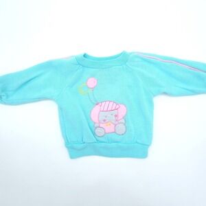 Vintage Little Set Sweatshirt Kids Blue Pink Elephant SIze 12M